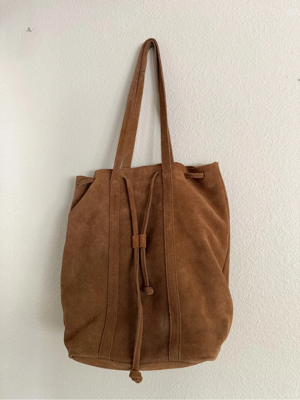 Street Level Large Suede Tote Bag Tan Brown